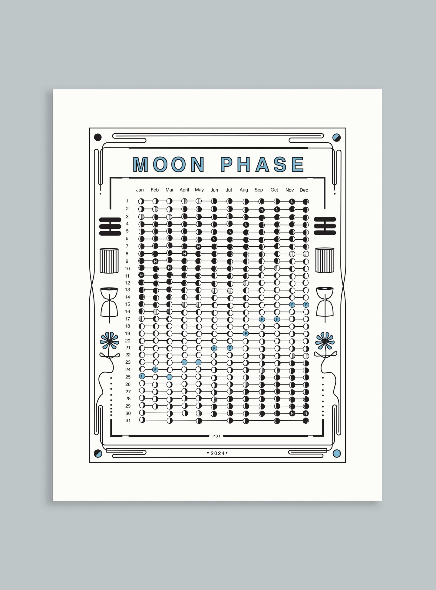 2024 Paper Moon Phase Calendar
